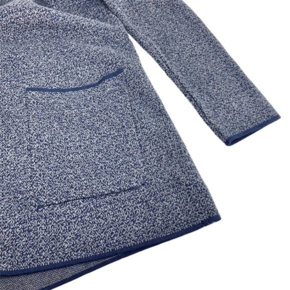 Talbots Open Front Tunic Length Cardigan Grey Navy Blue - Picture 4 of 5